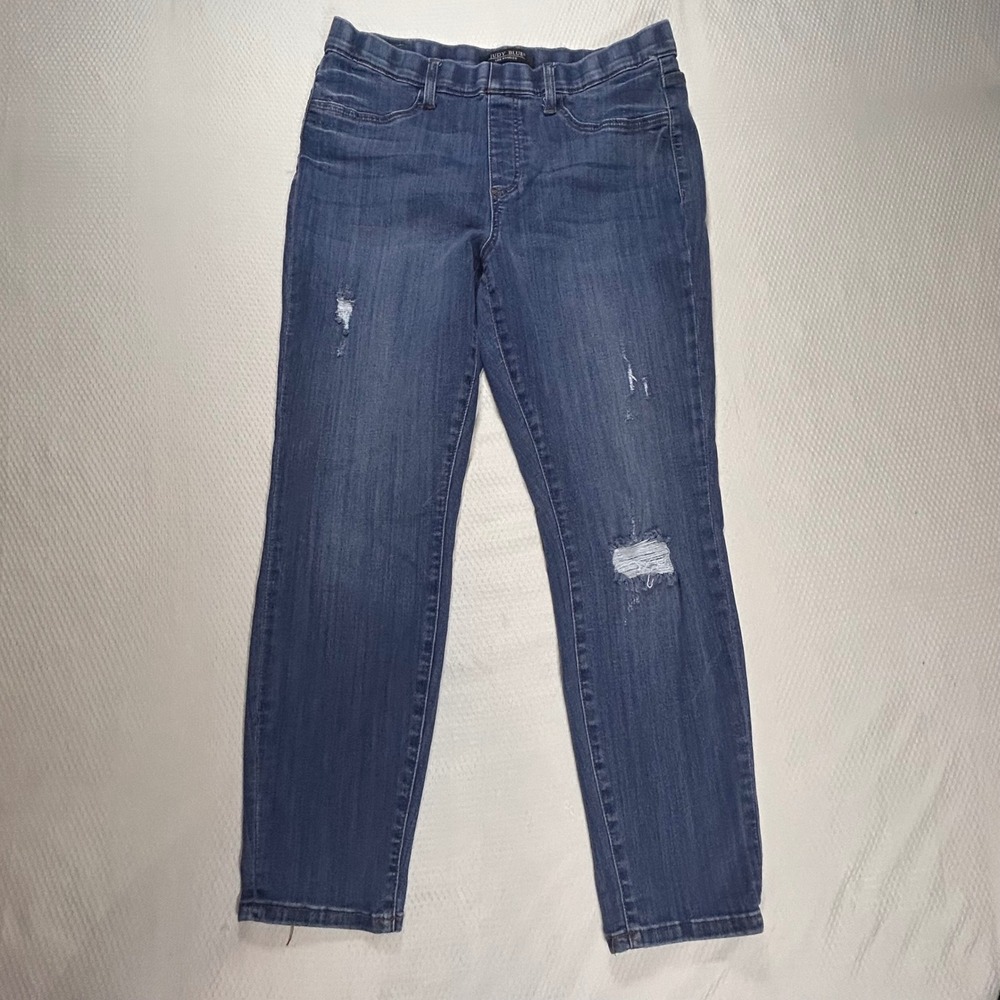 Judy Blue High Rise Pull On Distressed Skinny Jeans Dark Wash 15/32 JB88369 DK